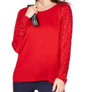Red Michael: Micheal Kors studded top